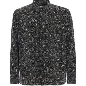 Saint Laurent Crepe De Chine USA Skull Silk Shirt